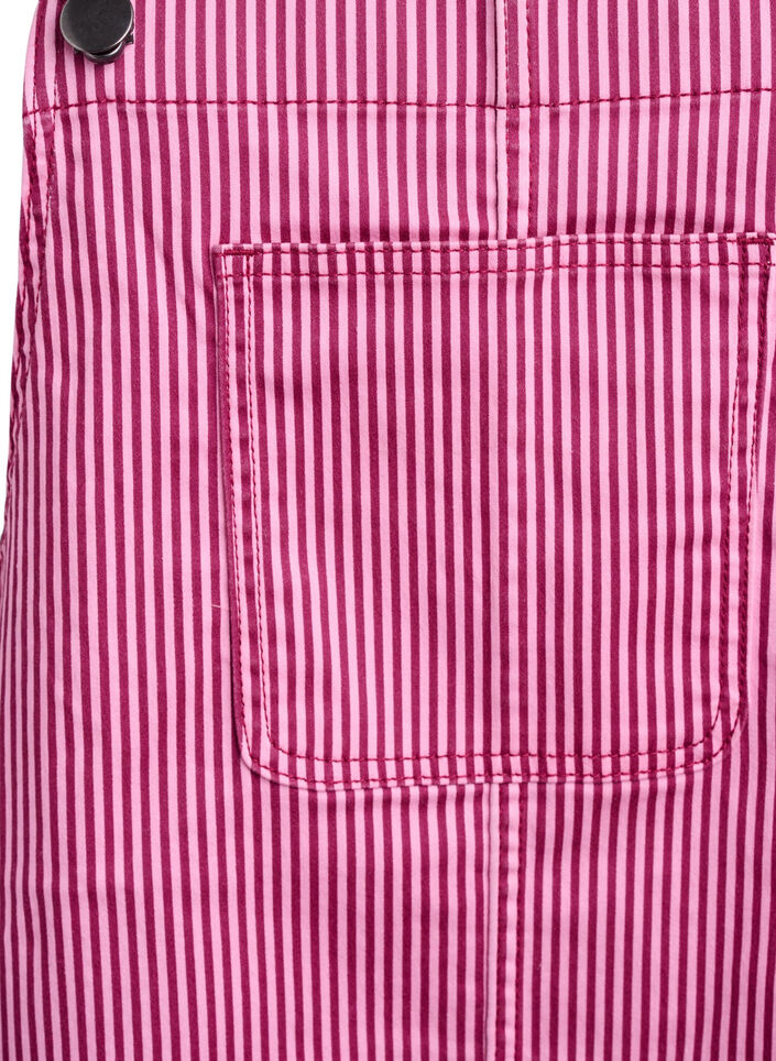 Krótka sukienka ogrodniczka w paski, Red Stripe, Packshot image number 2