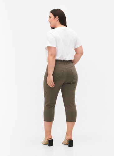 Dopasowane spodnie capri z mieszanki wiskozy, Dusty Olive, Model image number 1