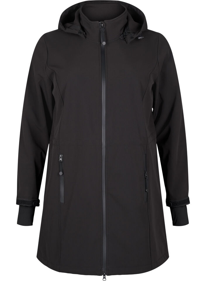 Kurtka softshell z odpinanym kapturem, Czarne, Packshot image number 0