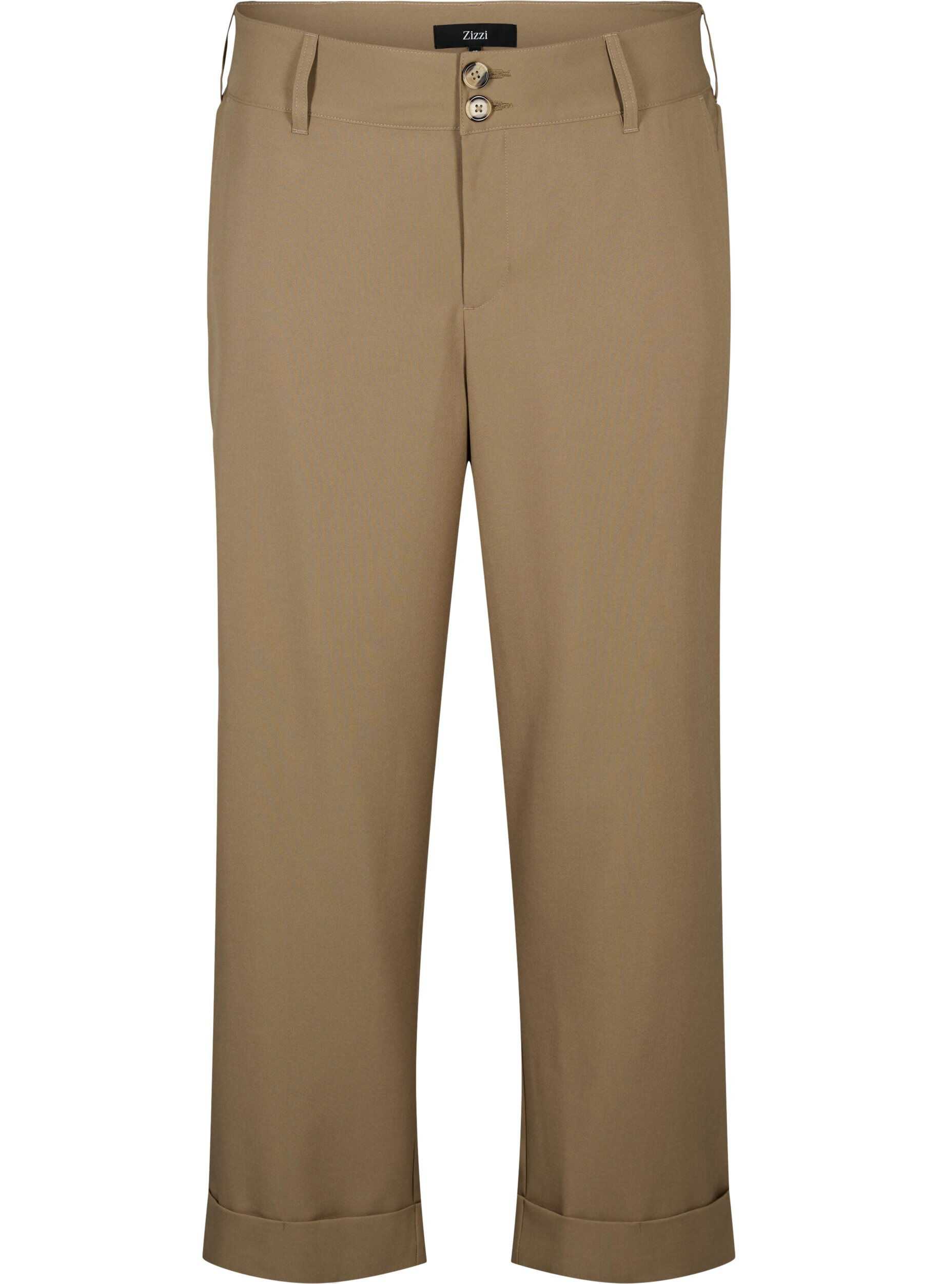 Zizzi Podwijane spodnie z wysokim stanem, Petrified Oak, Packshot image number 0