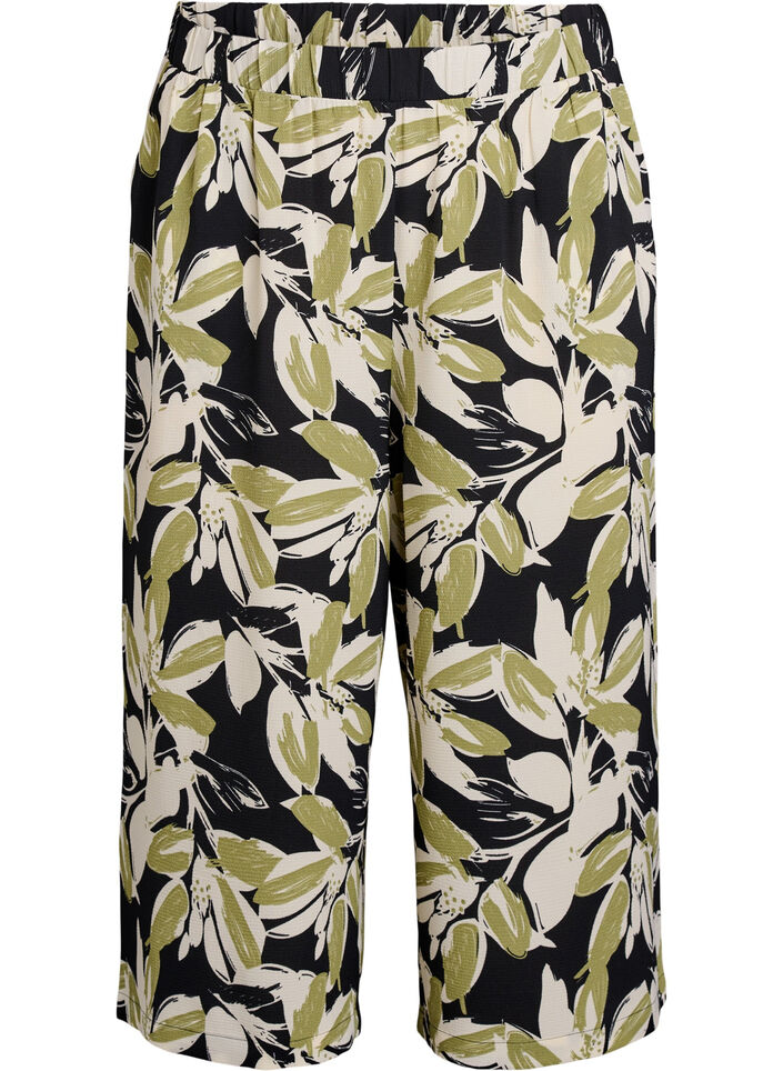 Spodnie culotte z nadrukiem, Czarne, Packshot image number 0
