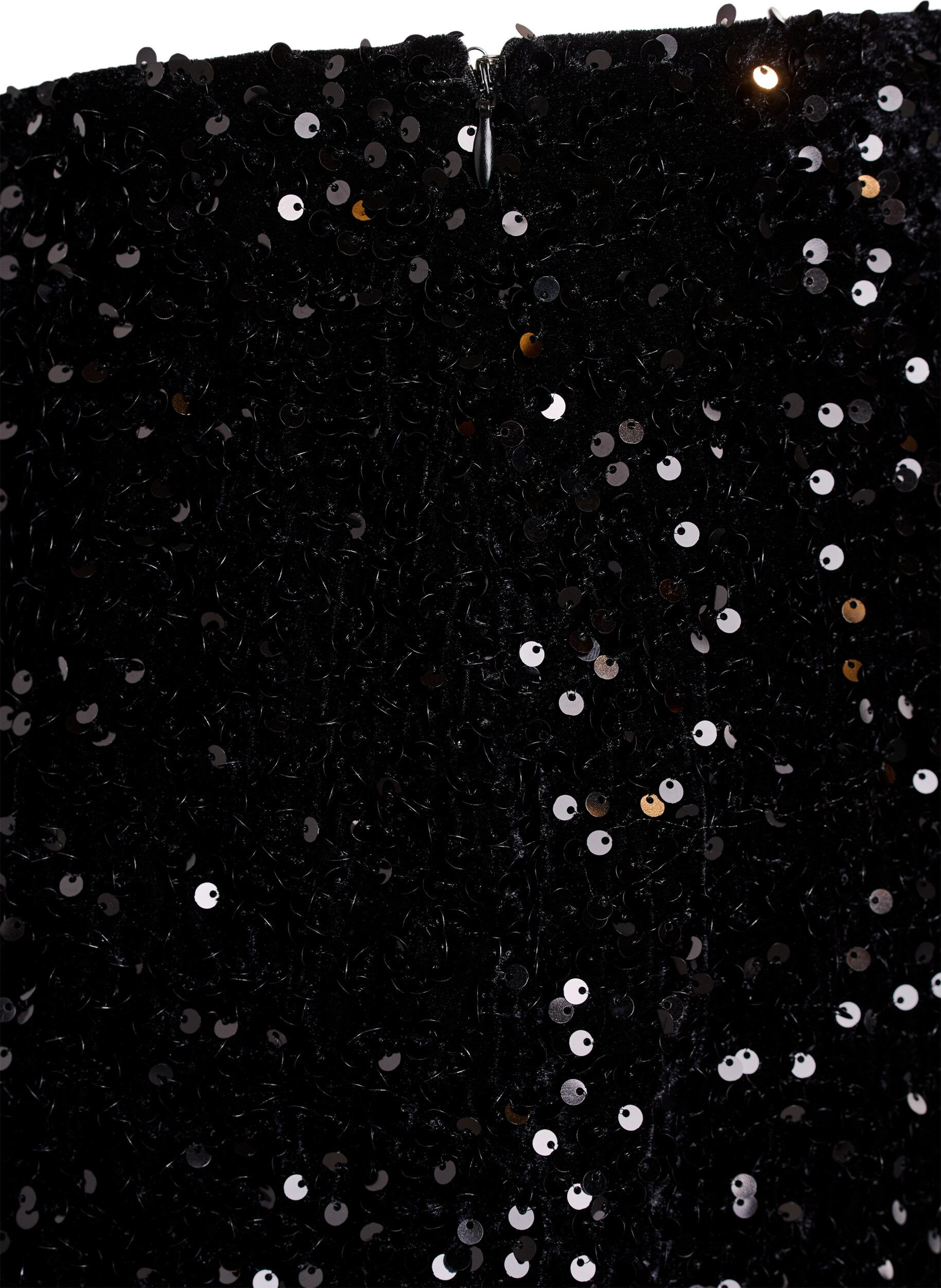 Zizzi Kr&oacute;tka cekinowa sp&oacute;dnica z elastycznym pasem, Czarne, Packshot image number 3