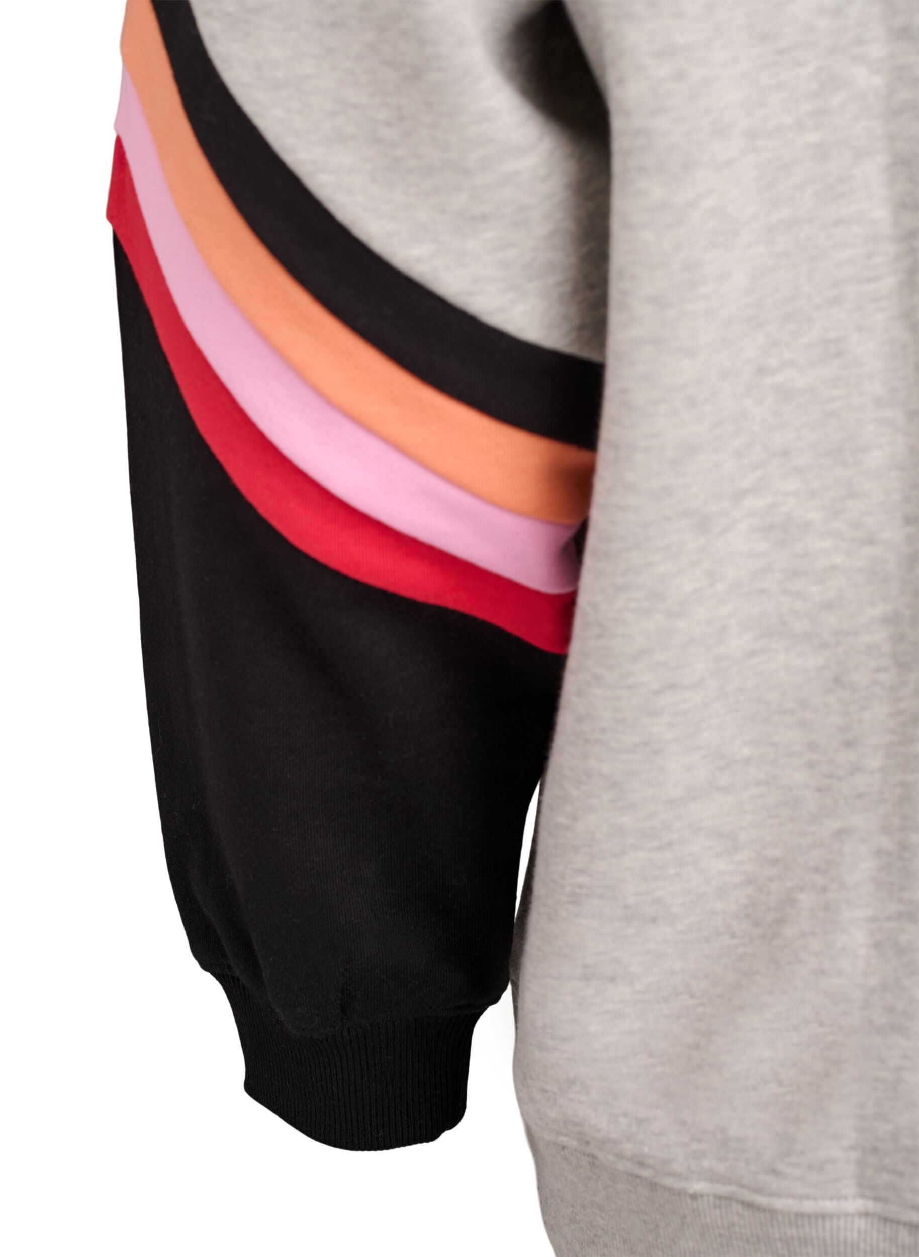 ZizziLuzna bluza z kontrastowymi detalami na rekawach, Szary, Packshot image number 3