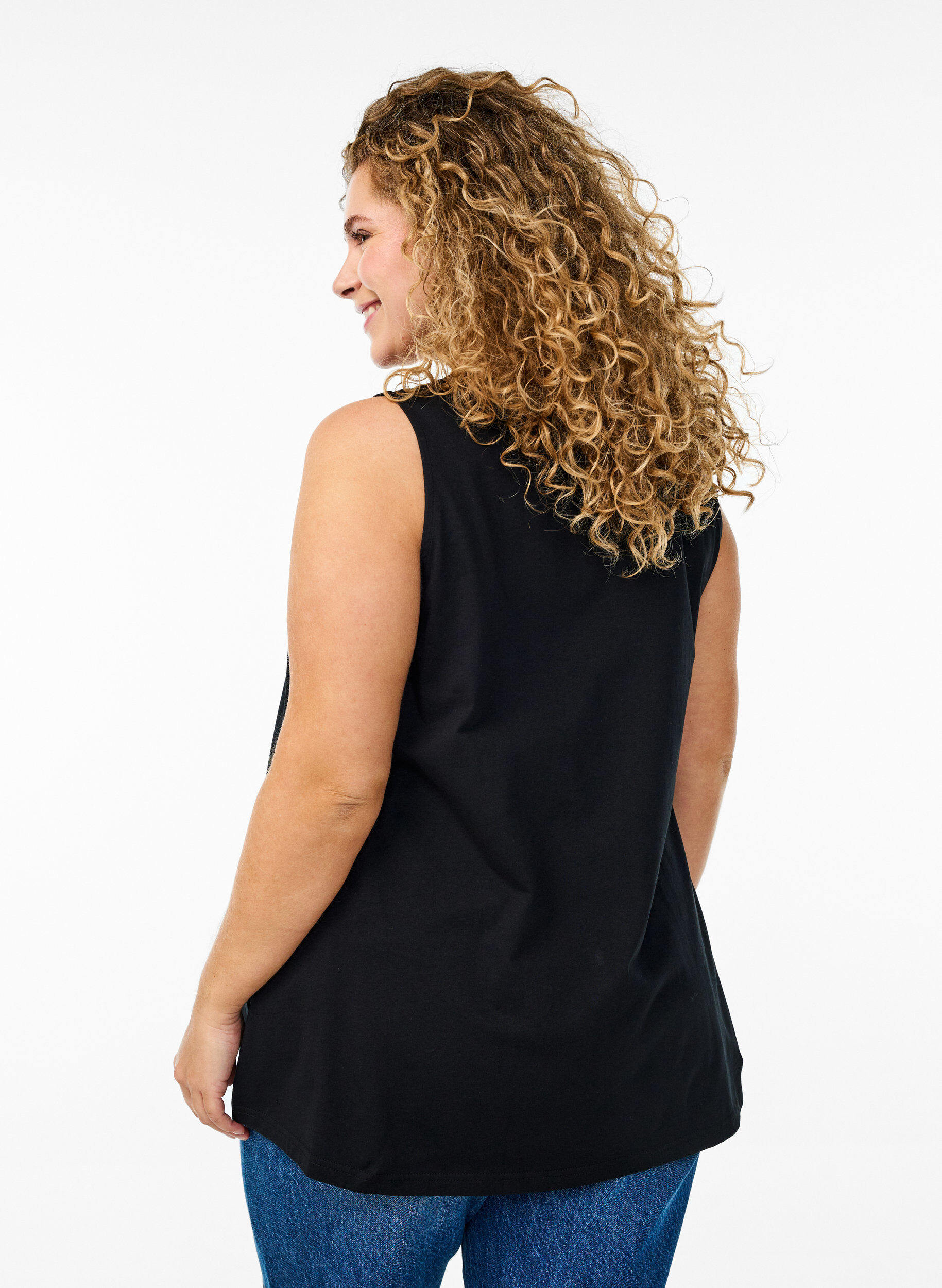 Zizzi Bawelniany top o&nbsp;rozszerzanym fasonie, Czarne, Model image number 2