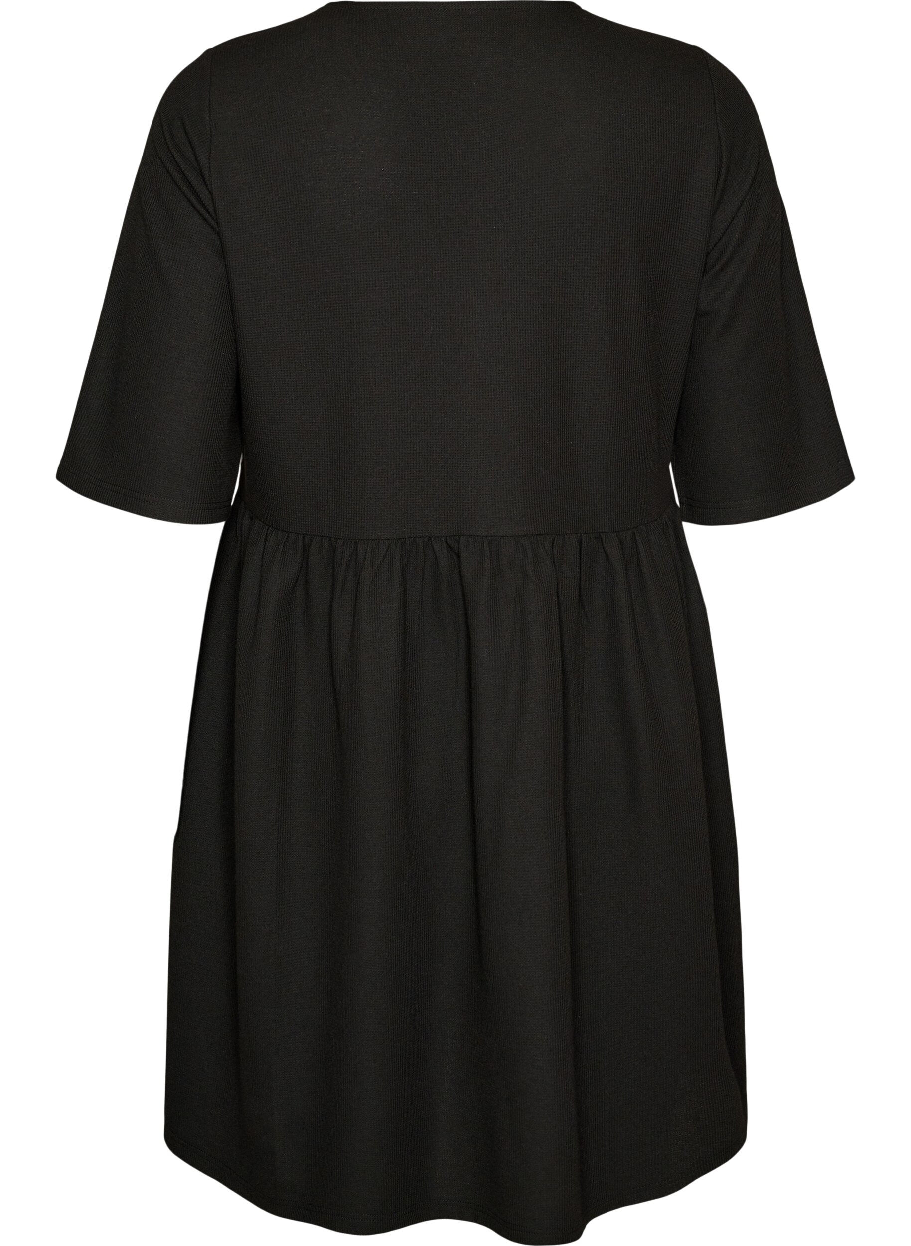 ZizziSukienka o prazkowanej fakturze i kroju empire, Czarne, Packshot image number 1