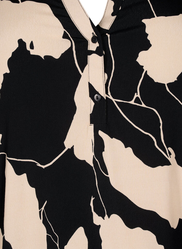 Bluzka z wiskozy z nadrukiem, Black AOP, Packshot image number 2