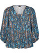 Bluzka z nadrukiem w stylu paisley i koronkowym detalem, Niebieskie, Packshot image number 0