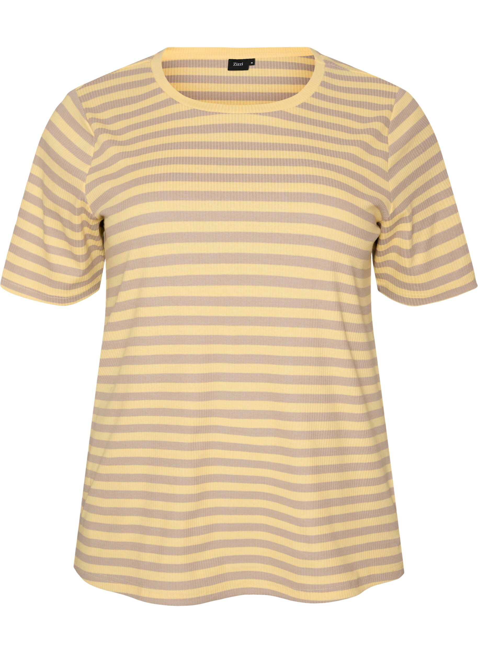 ZizziT-shirt w paski o prazkowanej fakturze, Ż&oacute;łty, Packshot image number 0