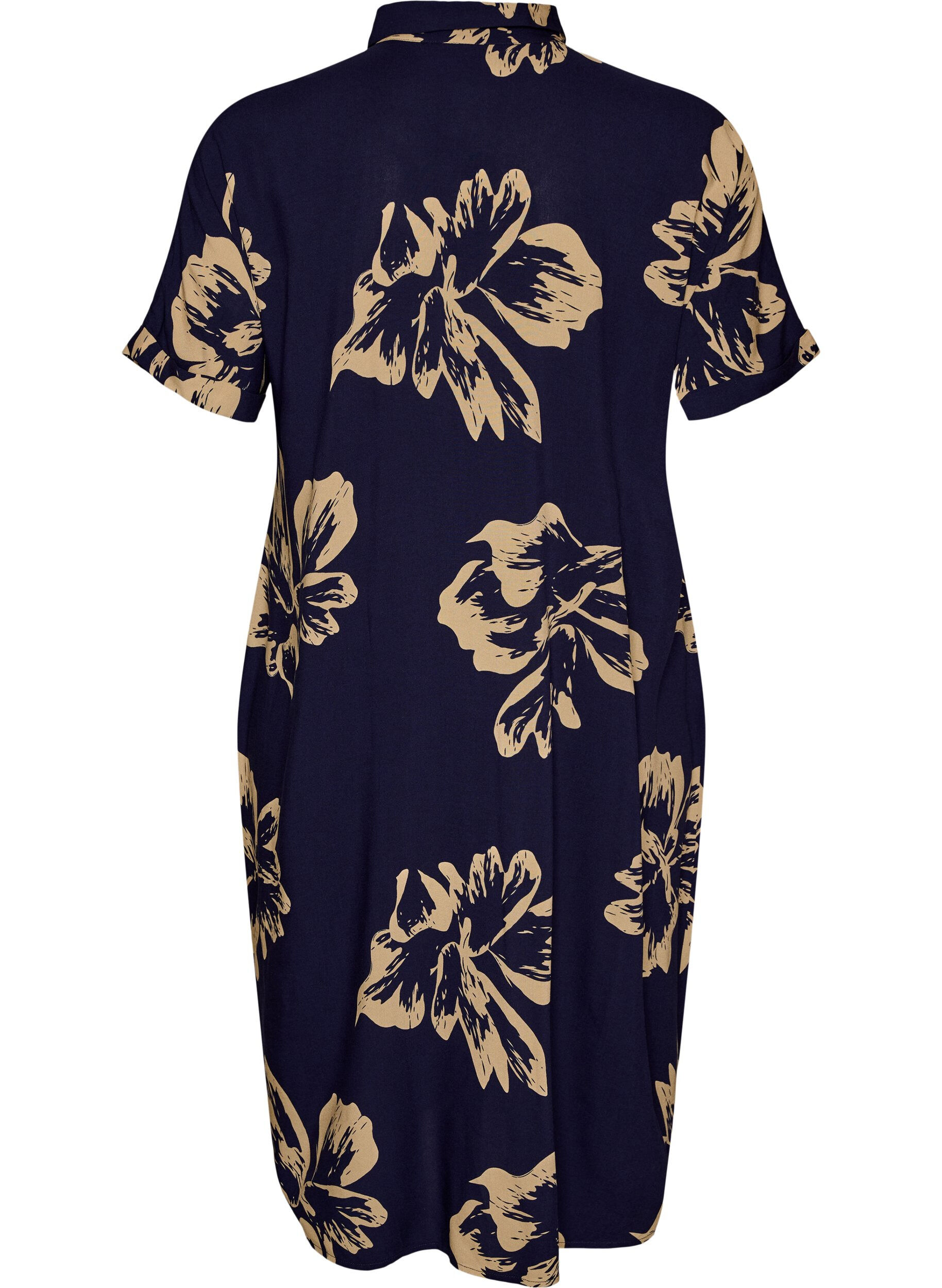 Zizzi Dluga koszulowa sukienka z kr&oacute;tkim rekawem, Niebieskie, Packshot image number 1