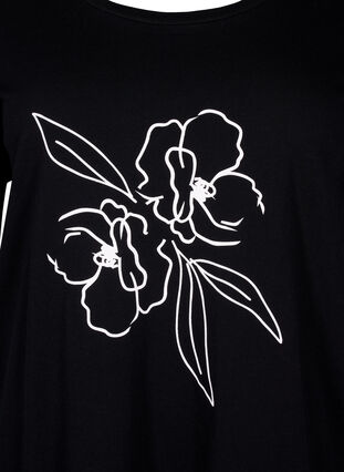 Bawelniana koszulka z motywem, Black w. Flower, Packshot image number 2