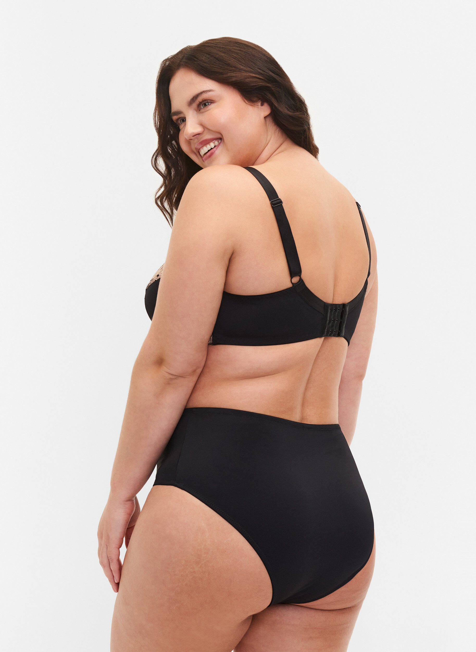 Zizzi Tai briefs with lace, Black, Model image number 1