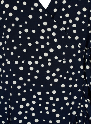 Sukienka kopertowa w kropki z krótkim rekawem, Night Sky Dot, Packshot image number 2