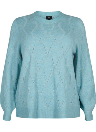 Dzianinowy pulower z azurowym wzorem, Reef Waters Mel., Packshot image number 0