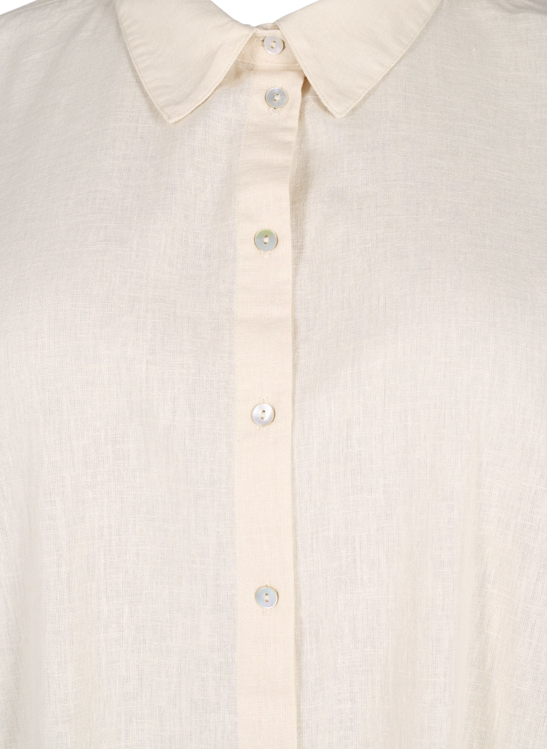 Zizzi Koszula o przedluzonym kroju wykonana z mieszanki bawelny z lnem, Beżowy, Packshot image number 2