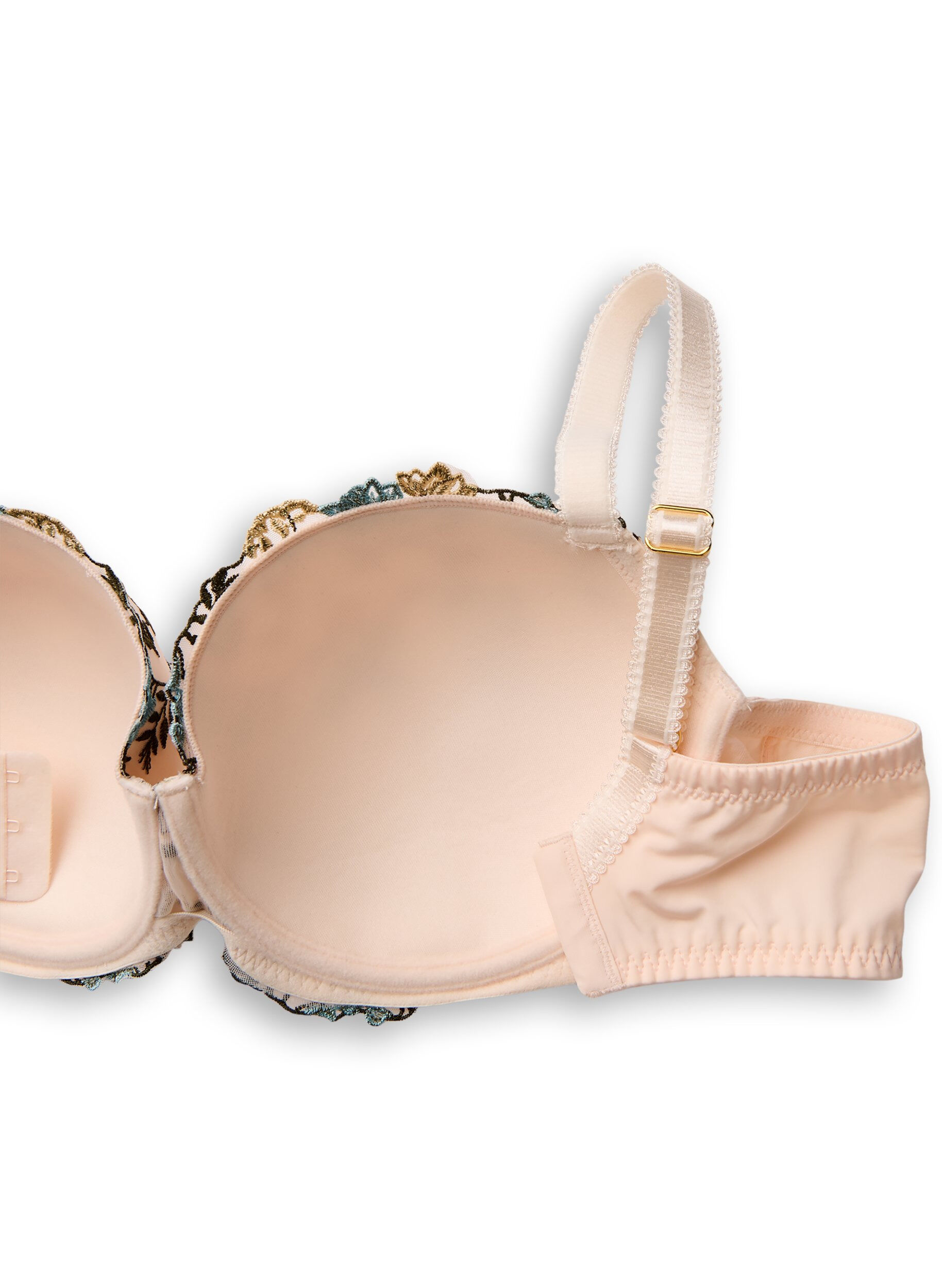 Zizzi Formowany biustonosz z haftowanymi kwiatami, R&oacute;żowy, Packshot image number 3