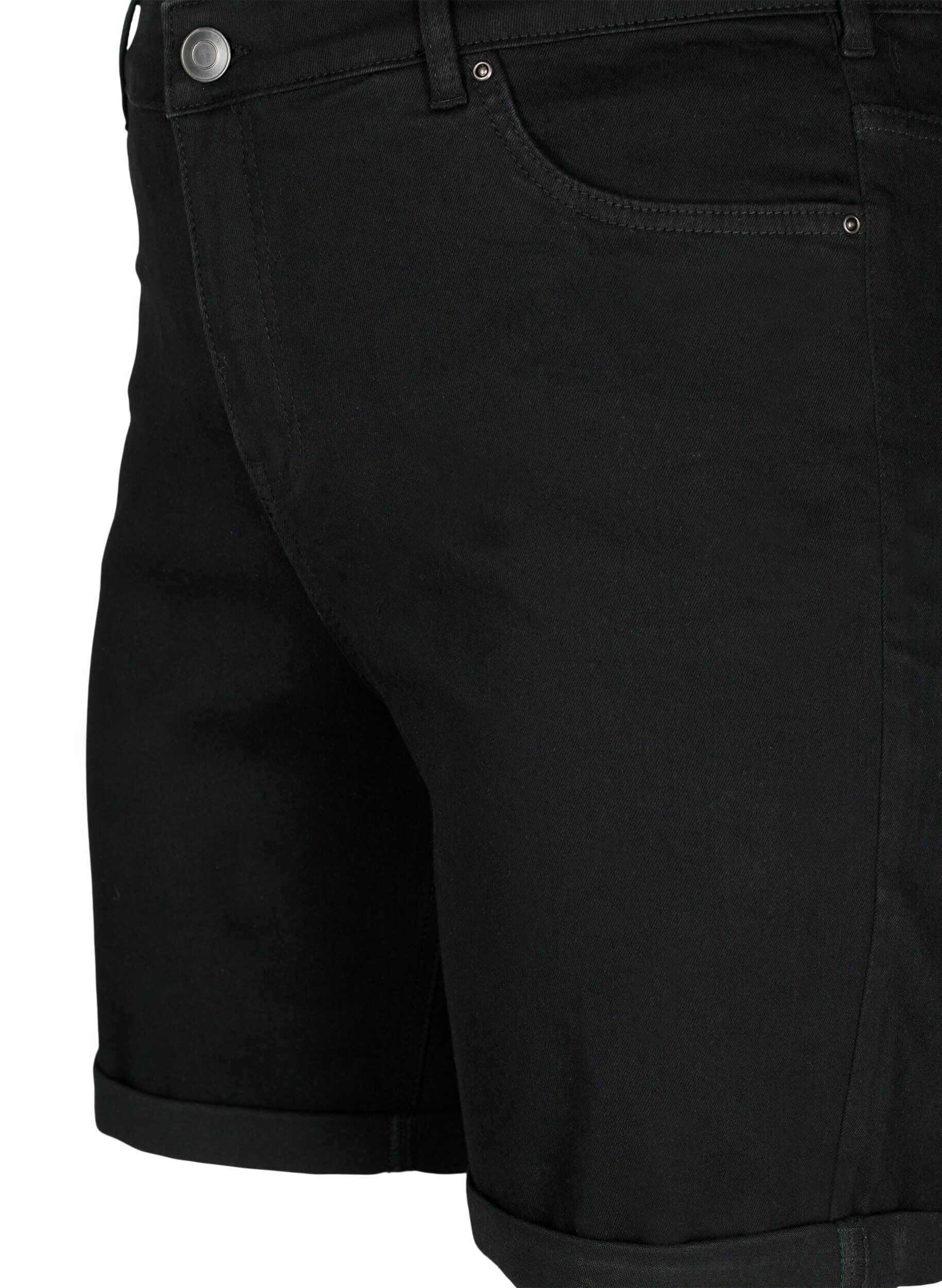 Zizzi Obcisle szorty jeansowe z wysokim stanem, Black, Packshot image number 2