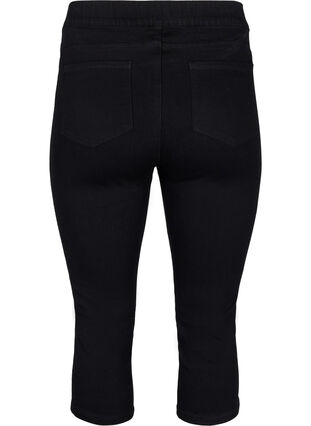 Jeansowe spodnie 3/4 z elastycznym paskiem, Black, Packshot image number 1