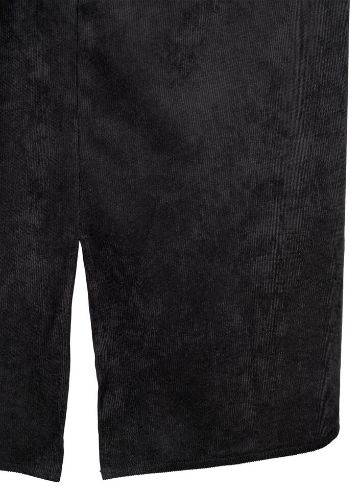 Sztruksowa sukienka z rekawem 3/4 i guzikami, Black, Packshot image number 2