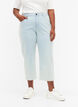 Proste jeansy do kostek w paski, Light Blue Stripe, Model image number 3