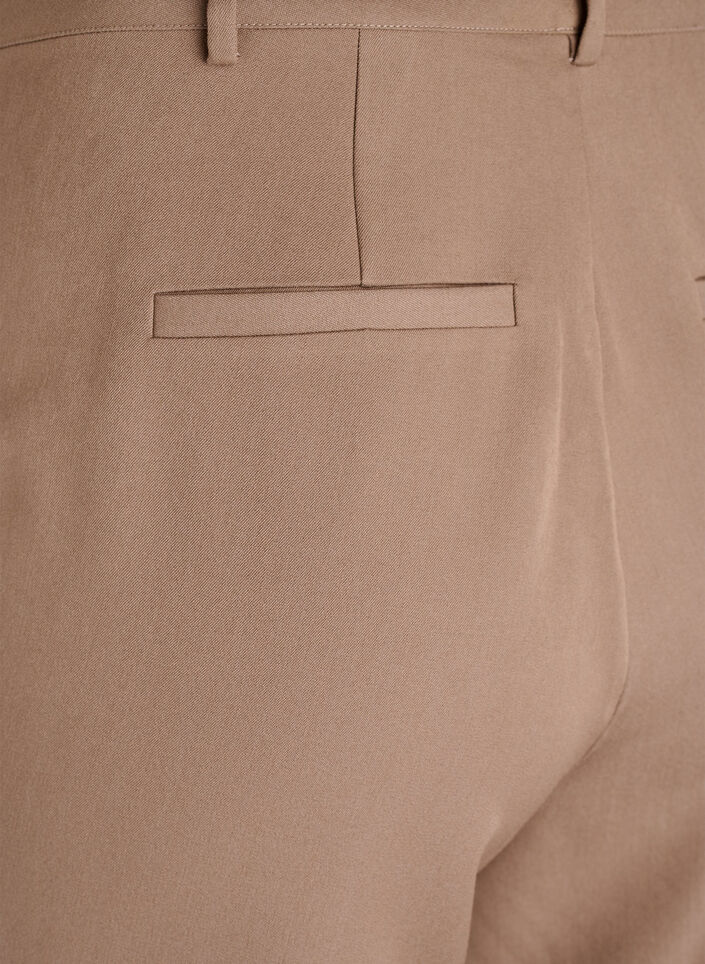 Dopasowane spodnie z wysokim stanem i prostymi nogawkami, Brązowy, Packshot image number 3