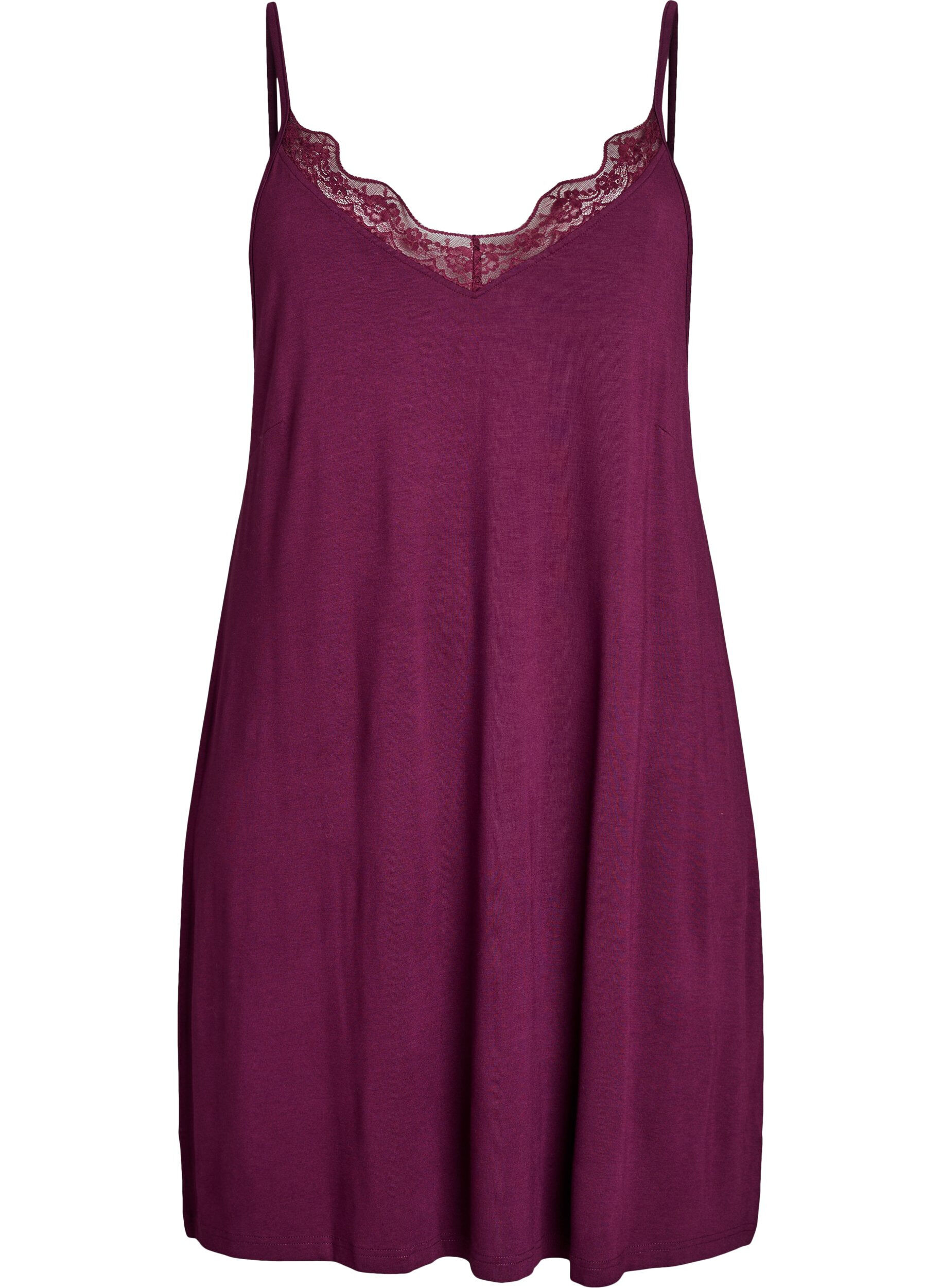 Koszula nocna z wiskozy z koronkowym wykonczeniem