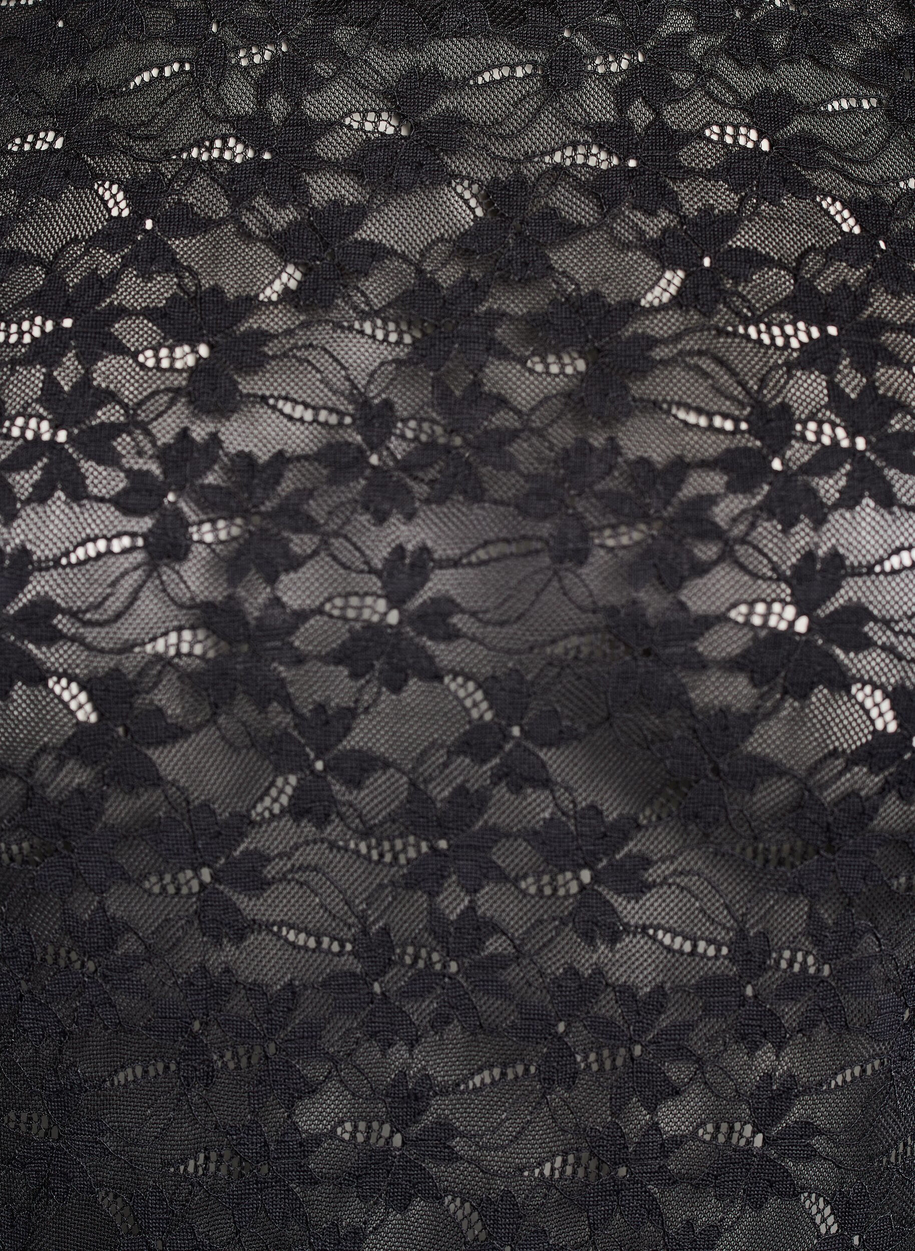 Zizzi Bluzka koronkowa z okraglym dekoltem i dopasowanym krojem, Czarne, Packshot image number 2