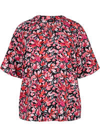 Bluzka z dekoltem w szpic i kwiatowym wzorem