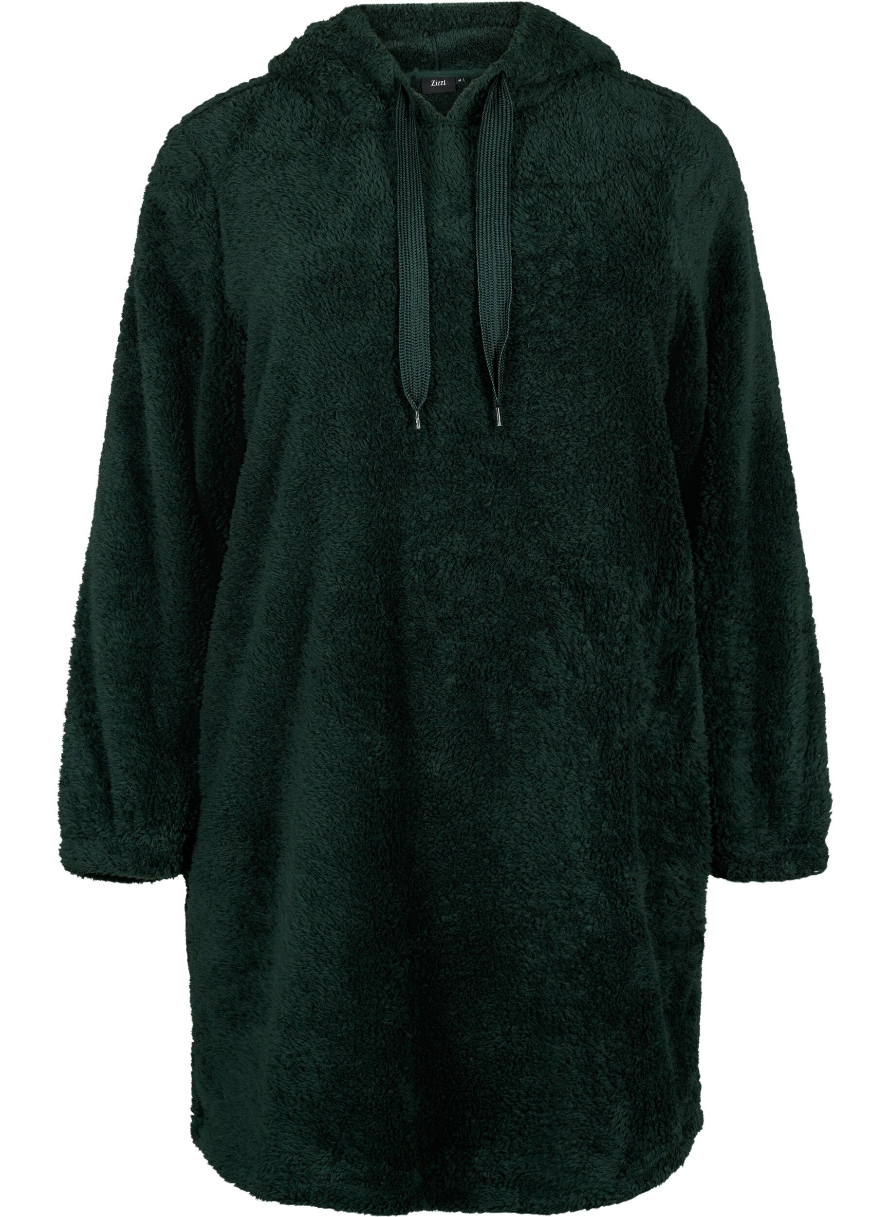 Zizzi Pluszowa sukienka z kapturem, Scarab, Packshot image number 0