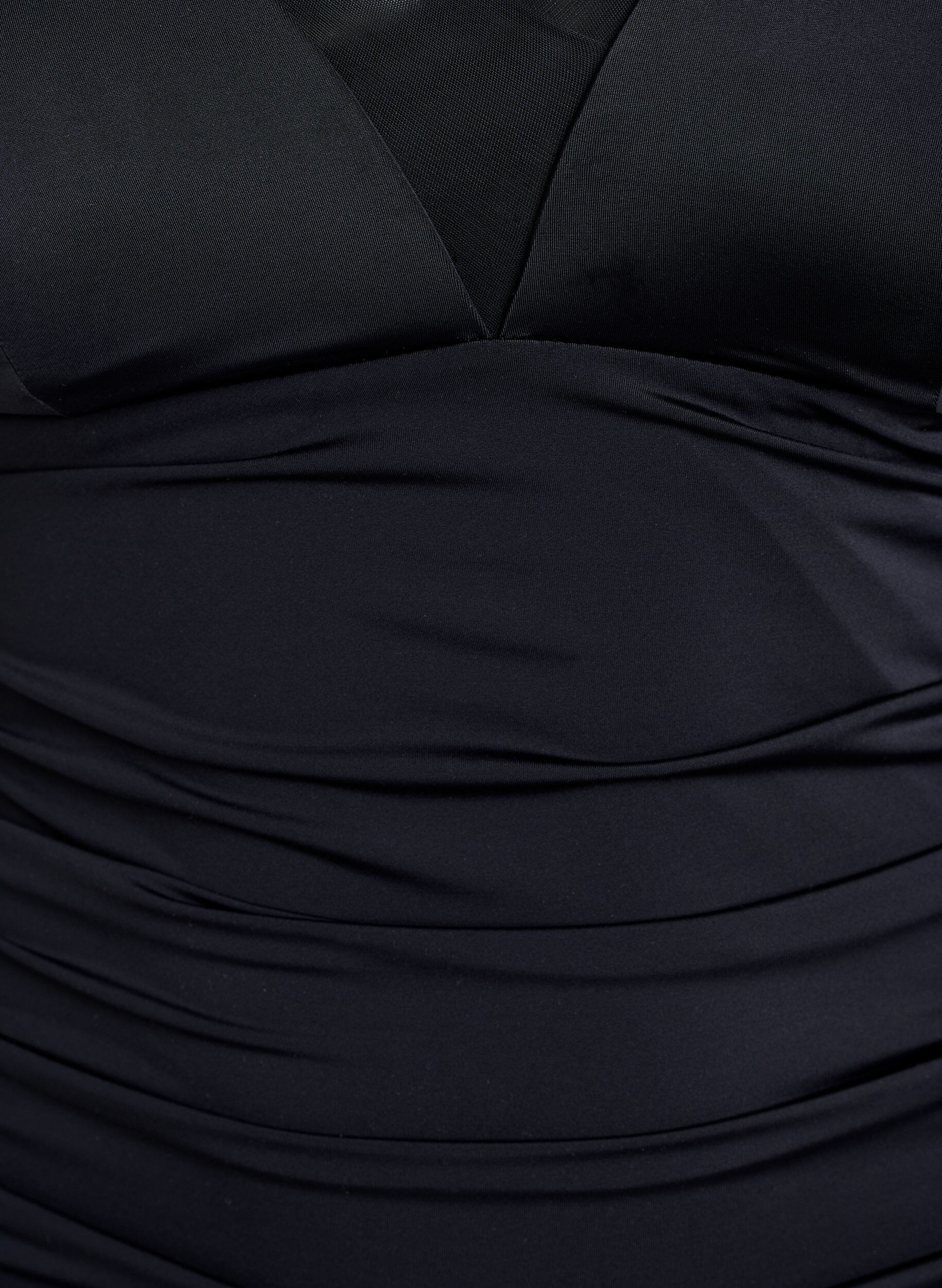 Zizzi Plaszcz kapielowy z dekoltem w ksztalcie litery V i detalem siateczkowym, Czarne, Packshot image number 2