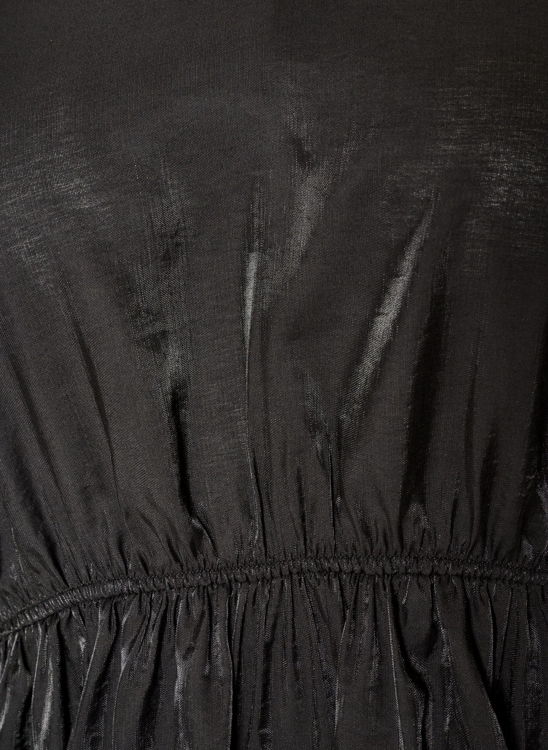 ZizziBlyszczaca bluzka z wiskozy z efektem peplum, Czarne, Packshot image number 2