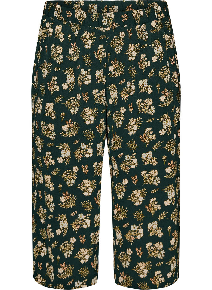 Spodnie culotte z nadrukiem, Czarne, Packshot image number 0