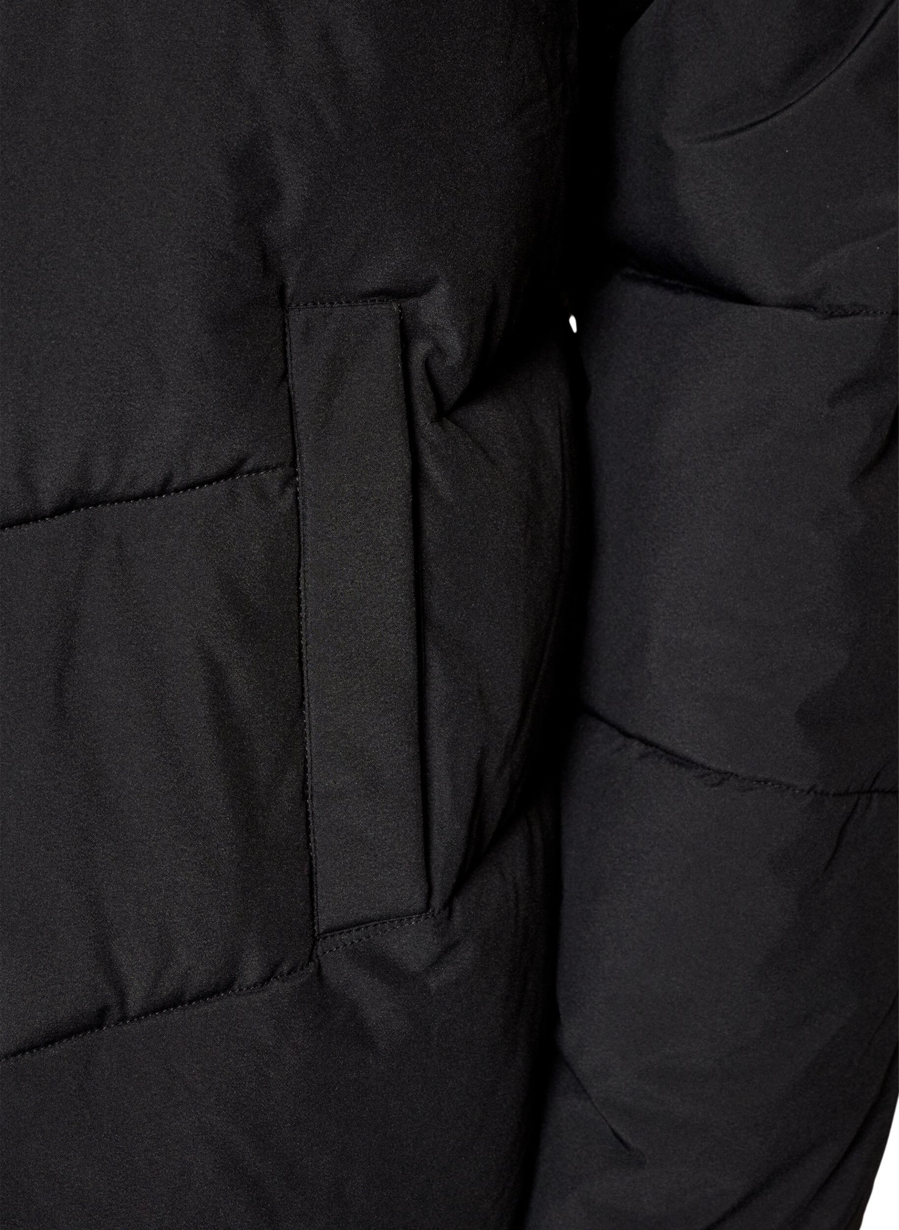 ZizziKurtka puchowa do polowy uda z kapturem, Czarne, Packshot image number 3