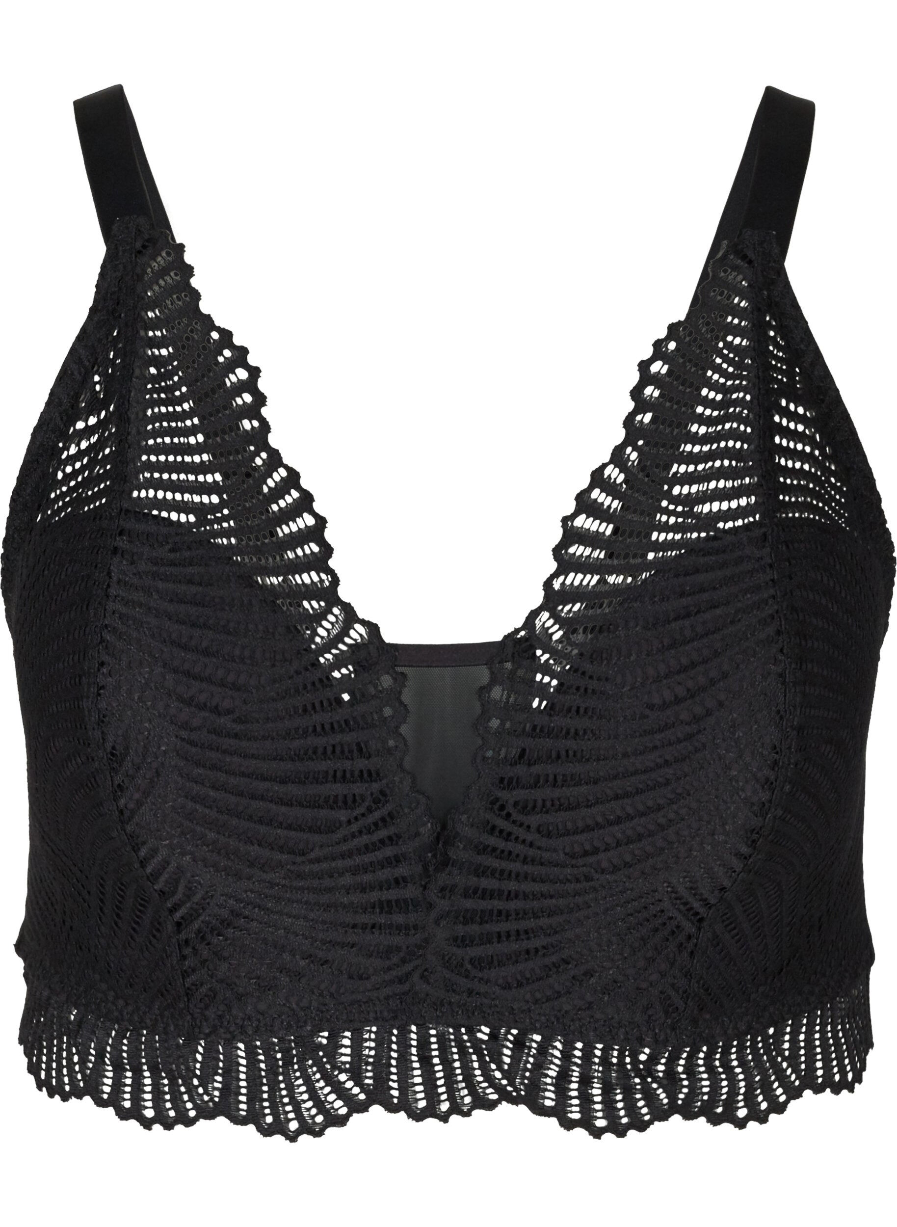 Zizzi Soft padded, lacy bra, Black, Packshot image number 0