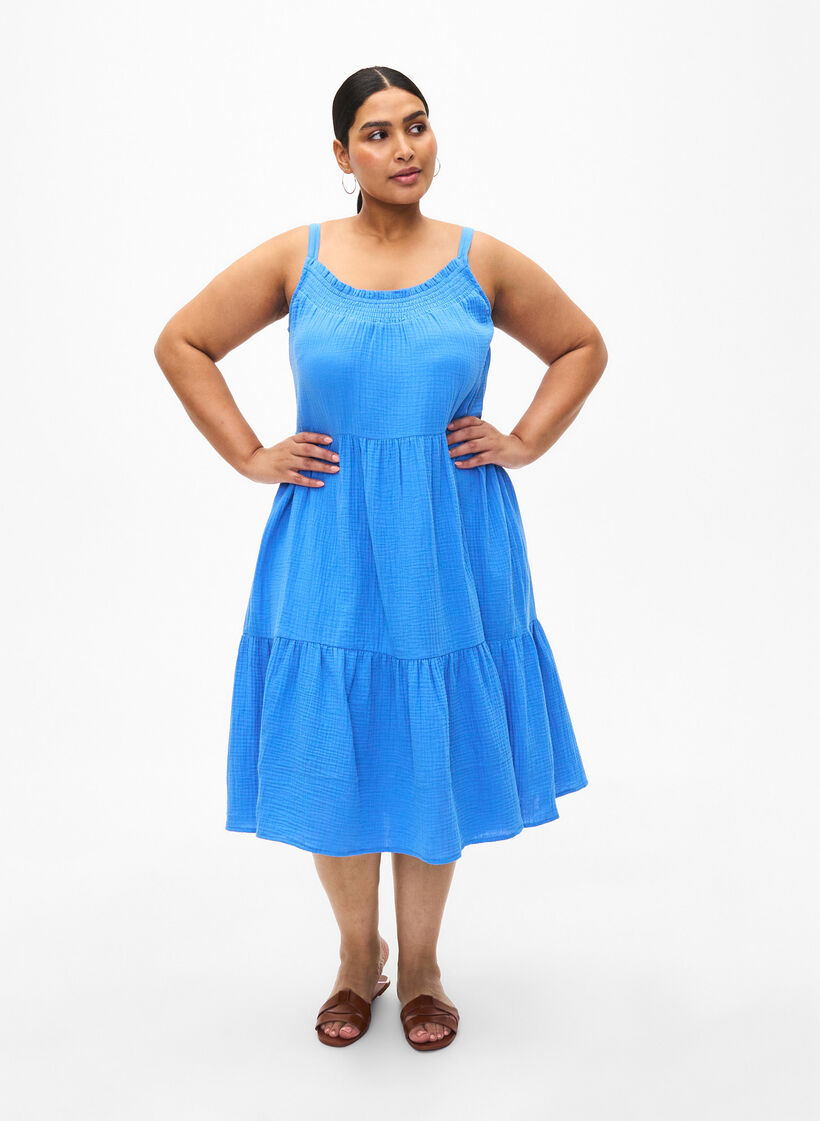 Zwykla bawelniana sukienka na ramiaczkach, Marina, Model image number 2