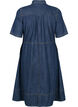 Jeansowa sukienka koszulowa z kr&oacute;tkim rekawem, Niebieskie, Packshot image number 1