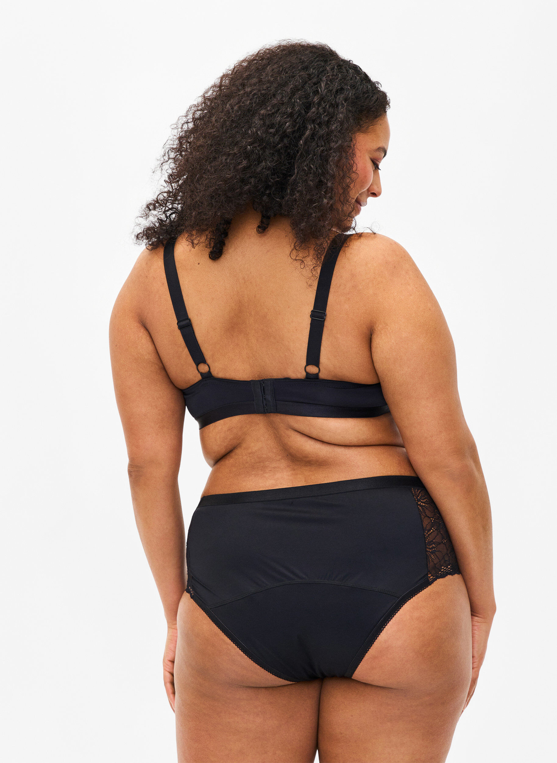 Zizzi Majtki menstruacyjne typu hipster z koronka, Black, Model image number 1