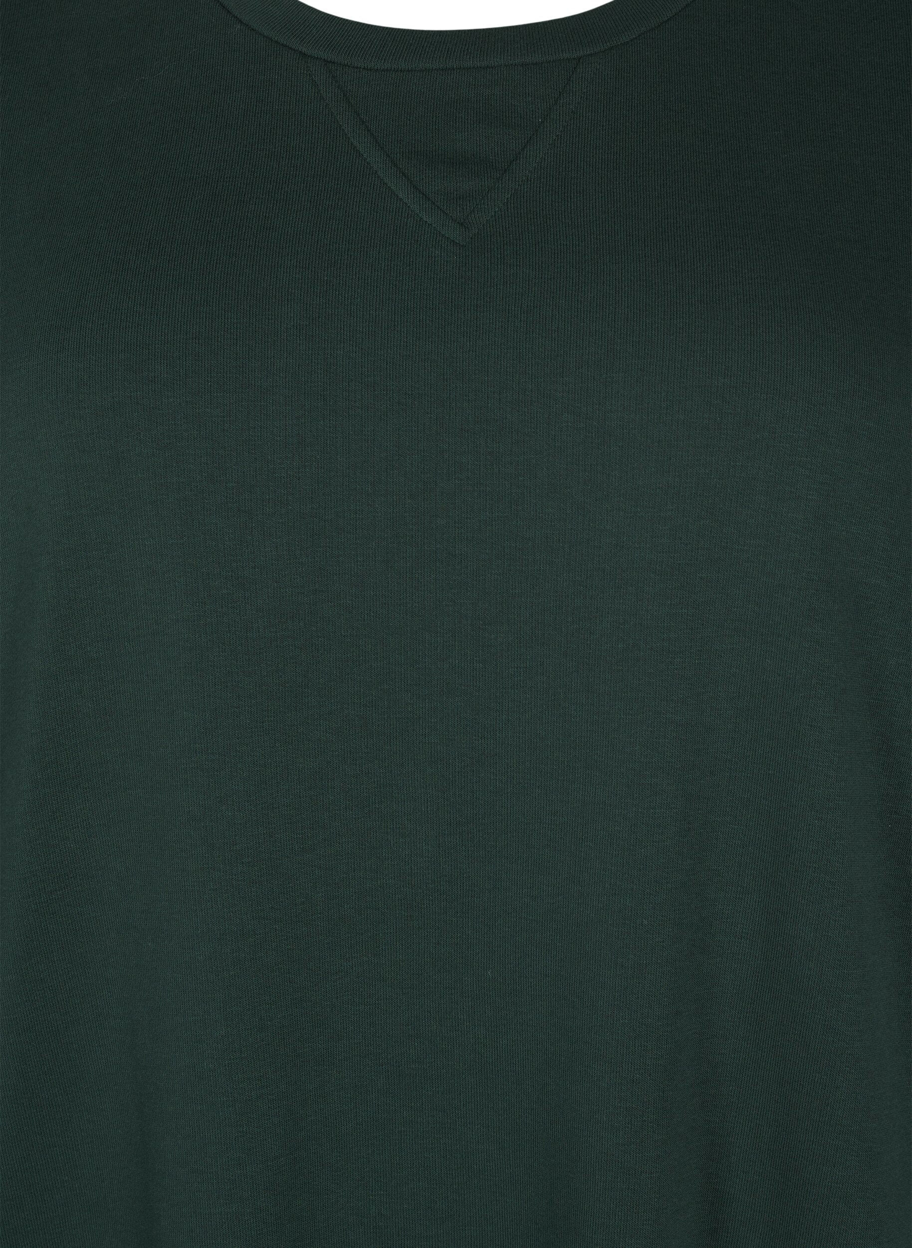 Zizzi Bawelniana sukienka dresowa z kieszeniami, Zielony, Packshot image number 2