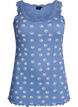 Top z nadrukiem i koronkowym brzegiem, Niebieskie, Packshot image number 0