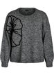 Sweter z aplikacja kwiatowa, Szary, Packshot image number 0
