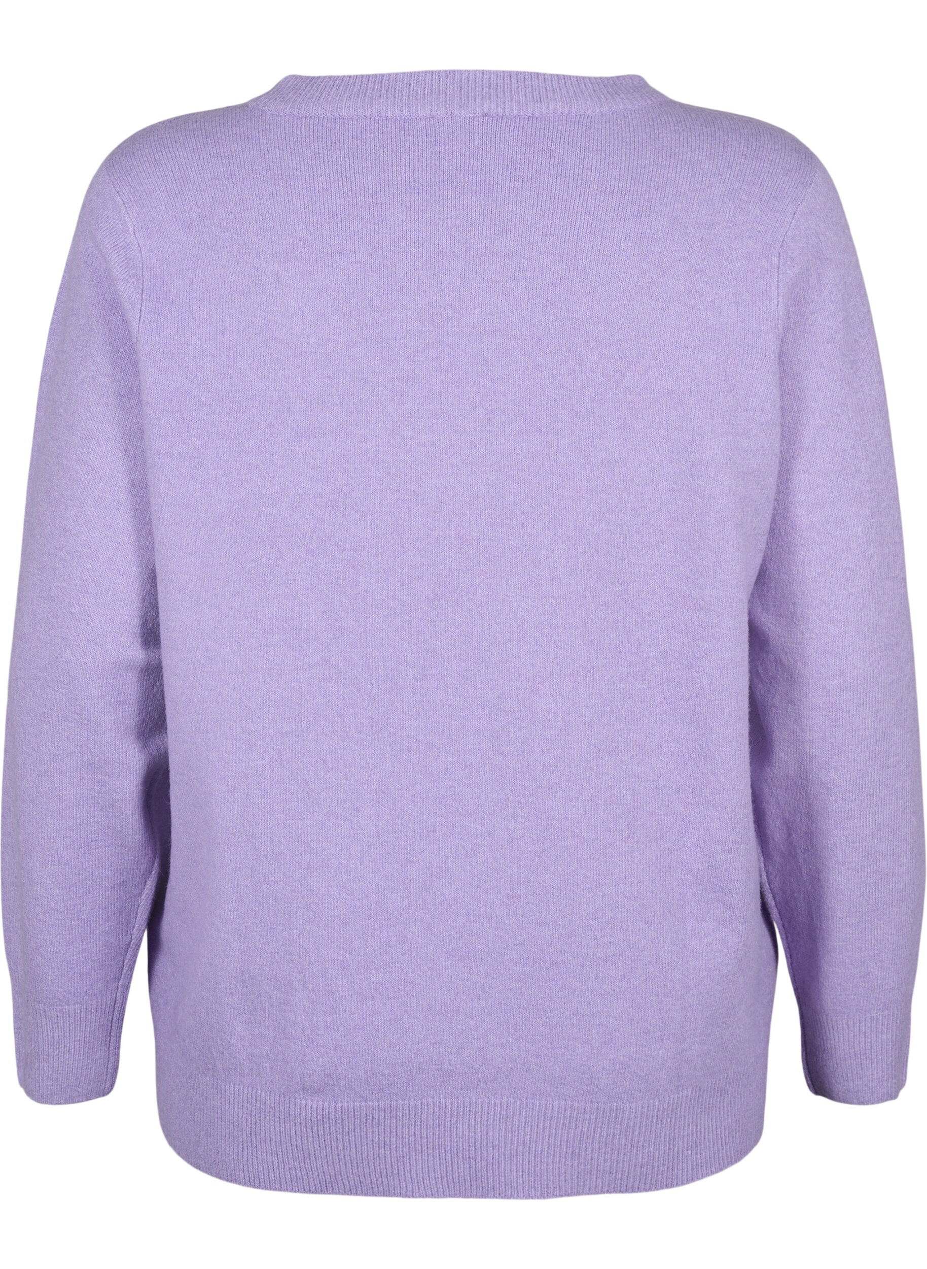 Zizzi Sweter z dlugim rekawem i okraglym dekoltem, Bougainvillea Mel., Packshot image number 1