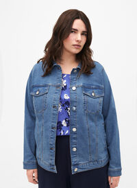 FLASH – kurtka jeansowa z elastycznej mieszanki bawelnianej, Blue Denim, Model