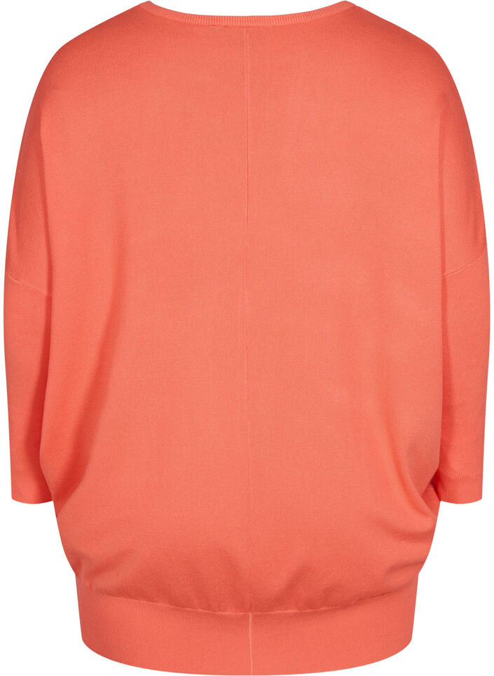 Dzianinowy sweter z&nbsp;okraglym dekoltem, Living Coral, Packshot image number 1