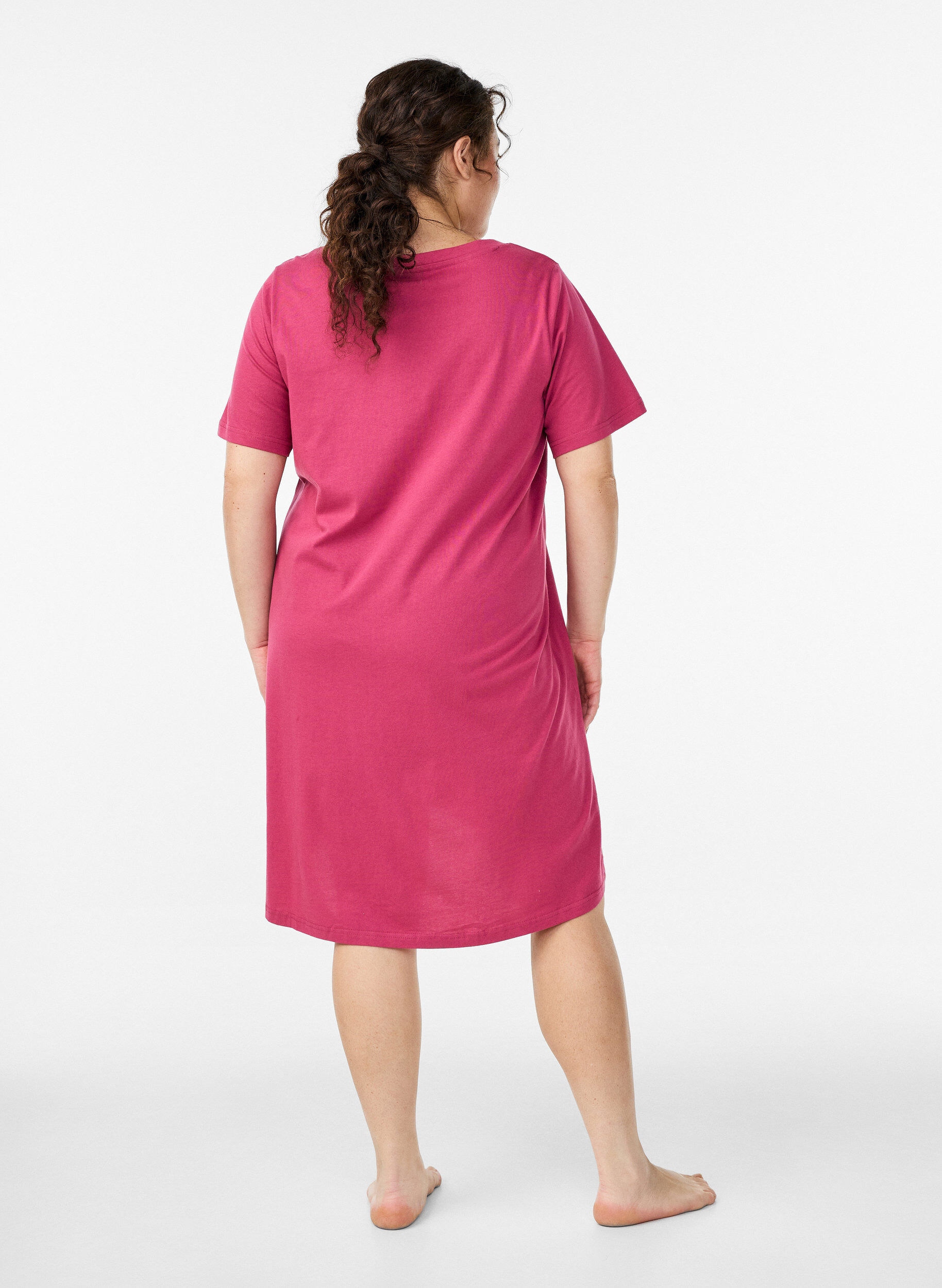 Zizzi Koszula nocna z bawelny organicznej z dekoltem w szpic, Czerwony, Model image number 1