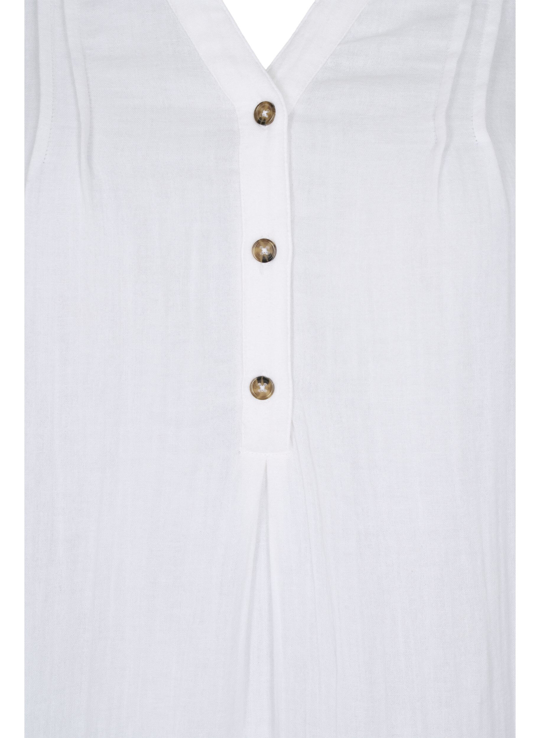 Zizzi Cotton dress with 3/4 sleeves, Bright White, Packshot image number 2