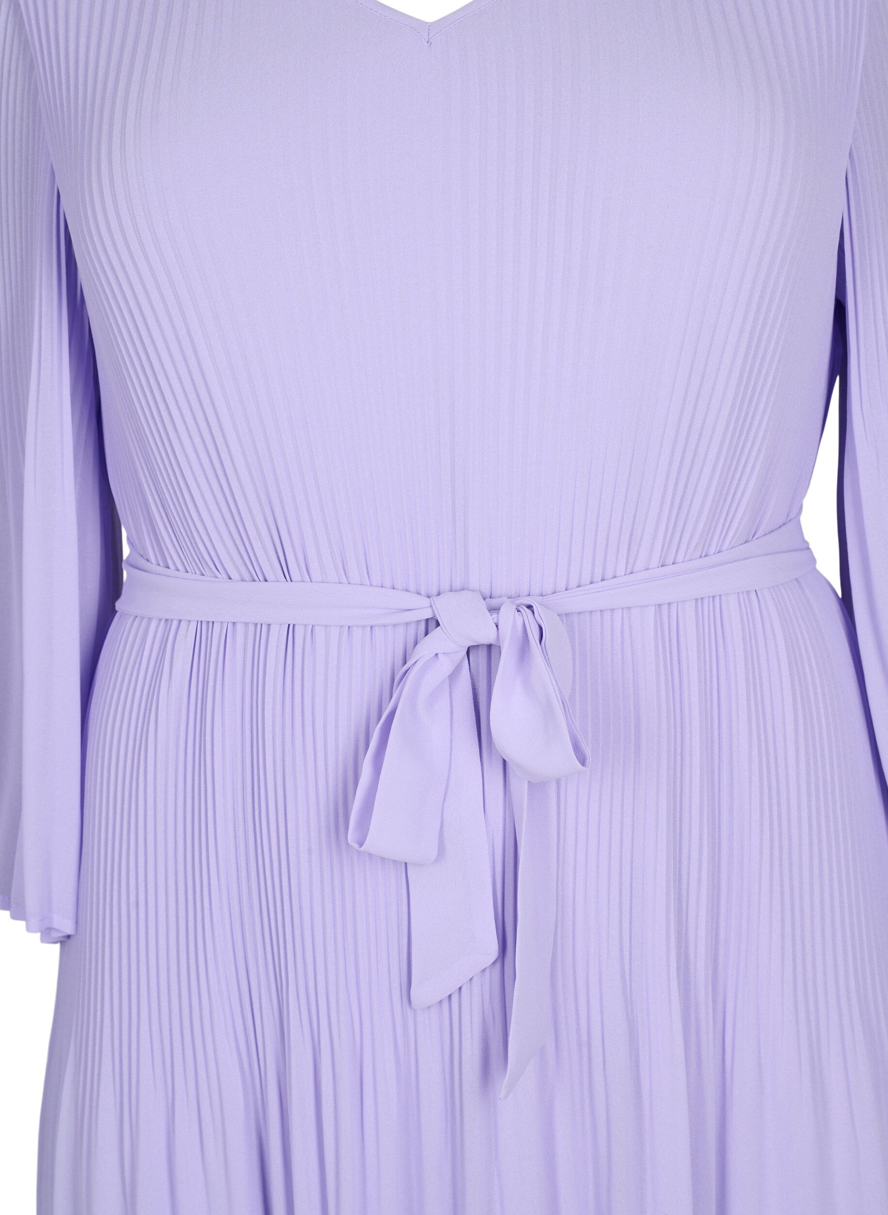 Zizzi Pleated dress with 3/4 sleeves, Lavender, Packshot image number 2