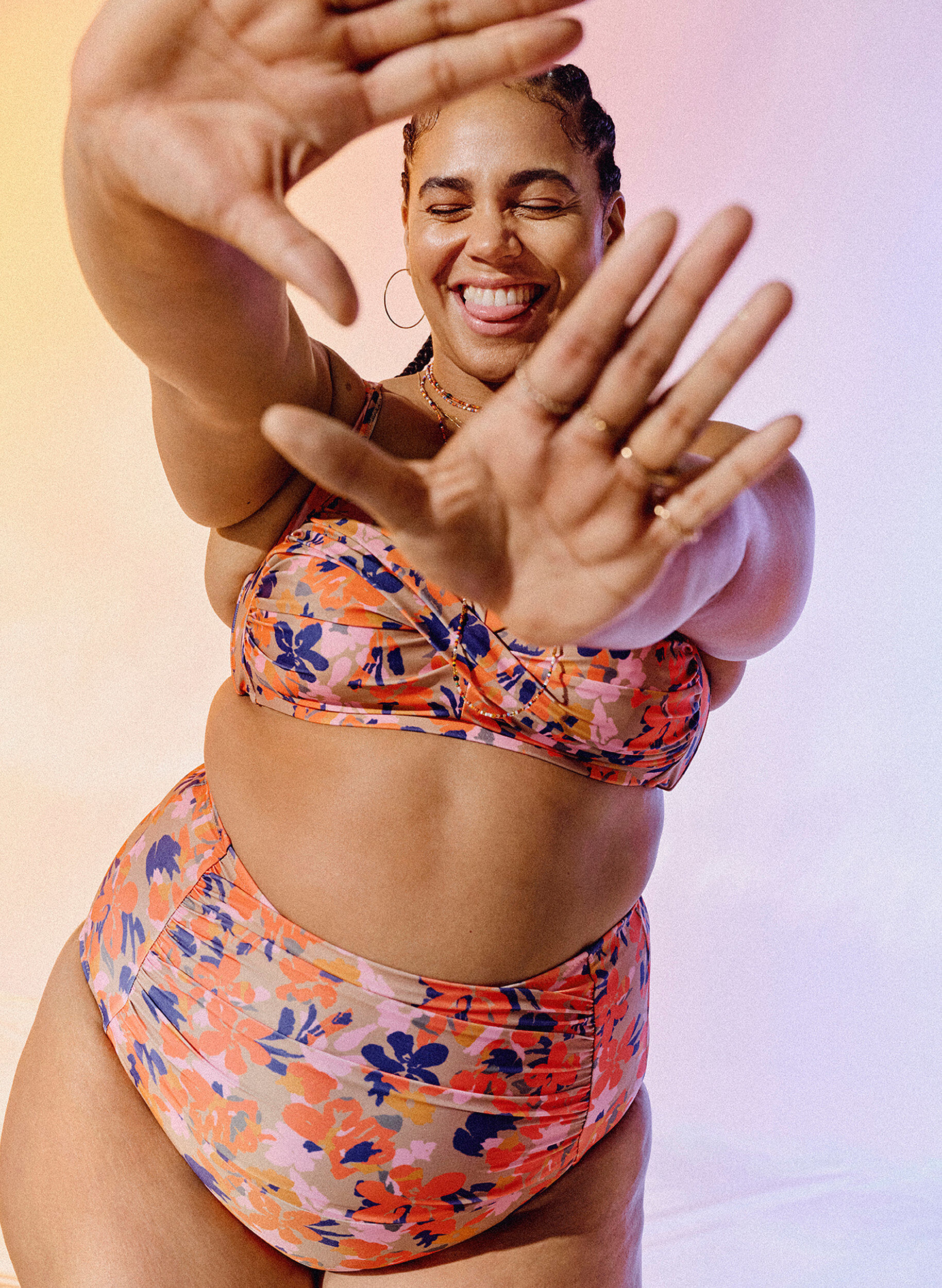 Zizzi D&oacute;l bikini z bardzo wysokim stanem i nadrukiem, Ż&oacute;łty, Image image number 0