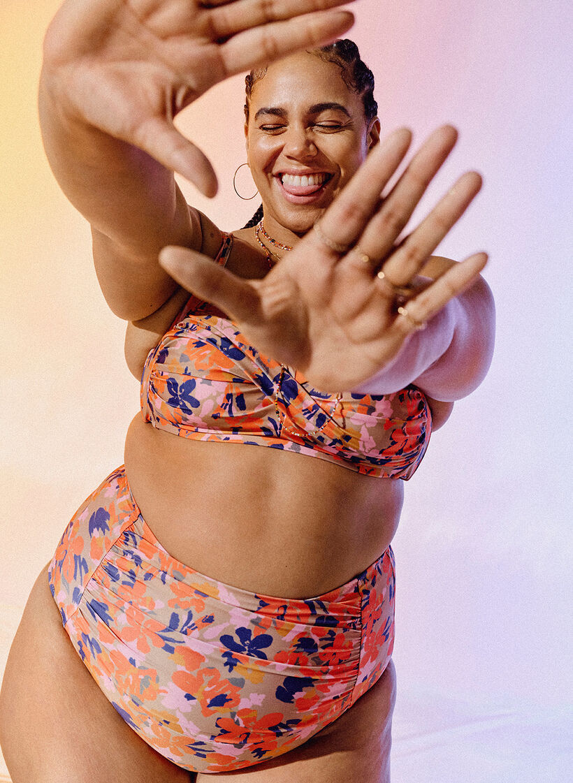 Dól bikini z bardzo wysokim stanem i nadrukiem, Żółty, Image image number 0