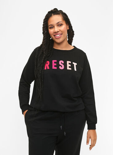 Bluza z tekstem, Black W. Reset, Model image number 0
