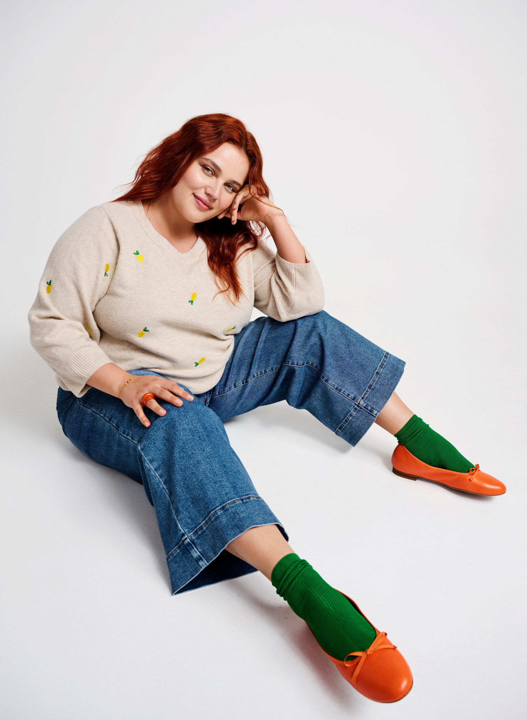 Zizzi Dzianinowa bluzka z rekawem 3/4 z wisnia, P. Stone Mel. Lemon, Image image number 0