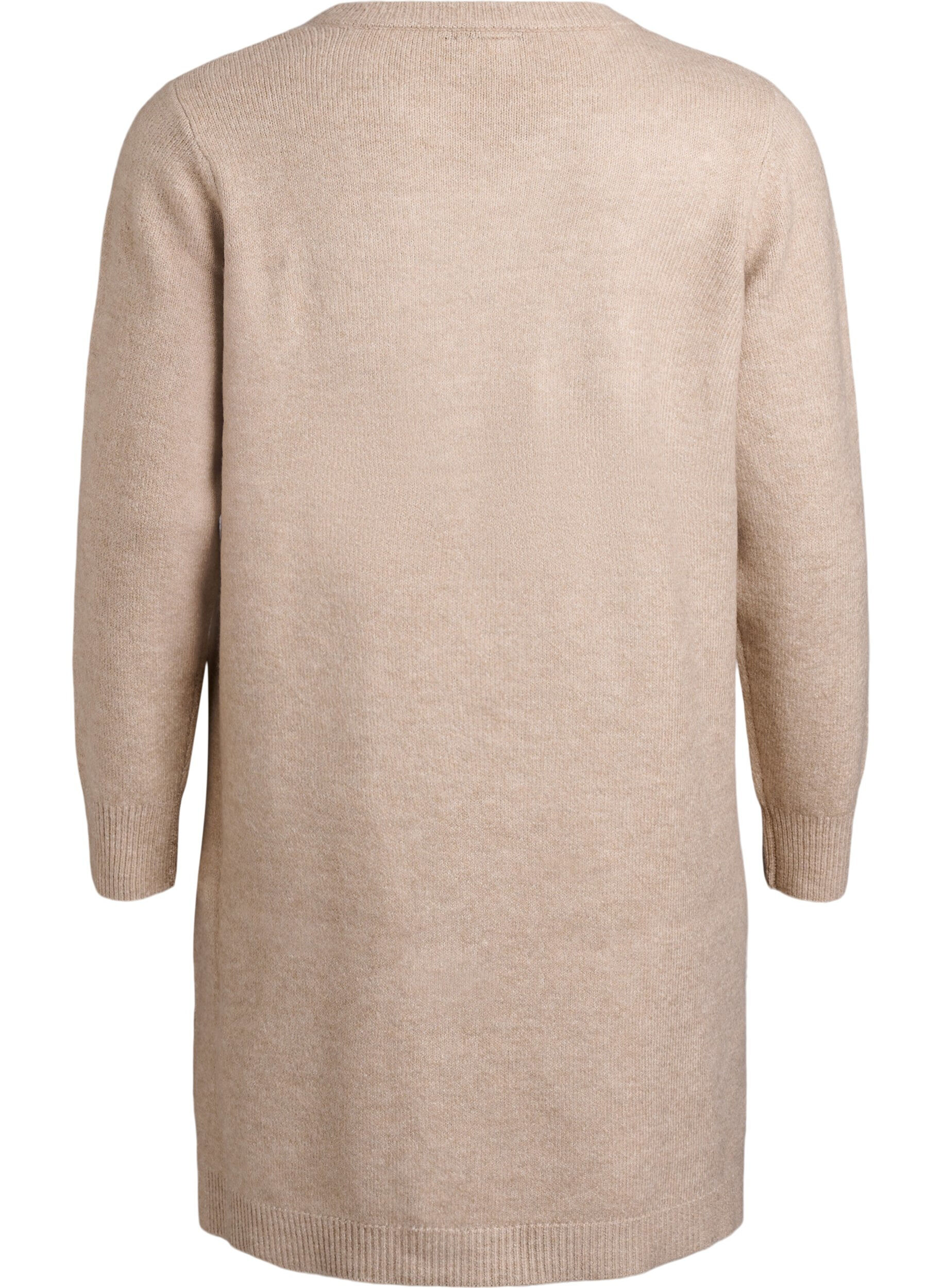 Zizzi Kr&oacute;tka dzianinowa sukienka z krysztalkami, Beżowy, Packshot image number 1